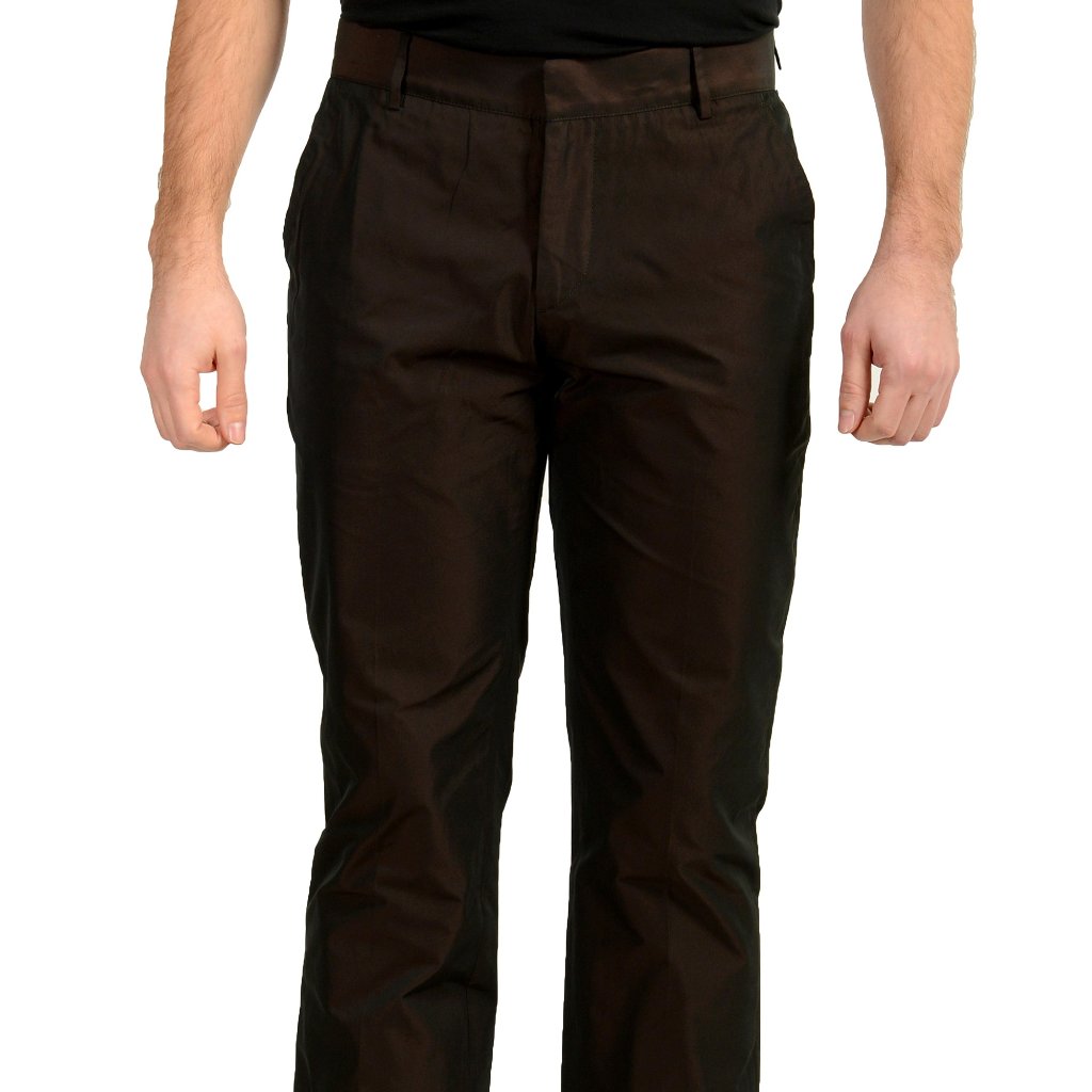 Just Cavalli Men's Deep Brown Flat Front Dress Pants Us 34 It 50
